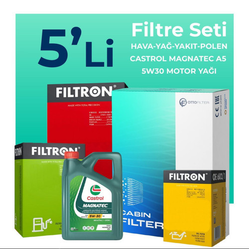 Ford Fiesta 1.6 Dizel Filtre Bakım Seti Castrol Motor Yağlı (2009-2013) 5 Li