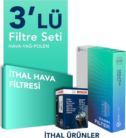 Peugeot 301 Citroen C-Elysee 1.6 Dizel Filtre Bakım Seti (2012-2018) 3 Lü