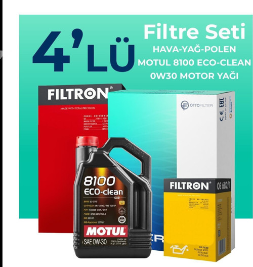 Peugeot 301 1.6 Benzin Vti Filtre Bakım Seti Motul Motor Yağlı (2012-2016) 4 Lü