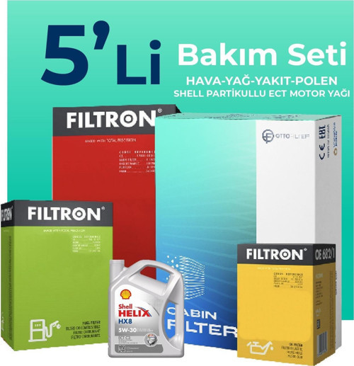 Citroen Nemo 1.4 Dizel Filtre Bakım Seti Shell Motor Yağlı (2008-2015) 5 Li