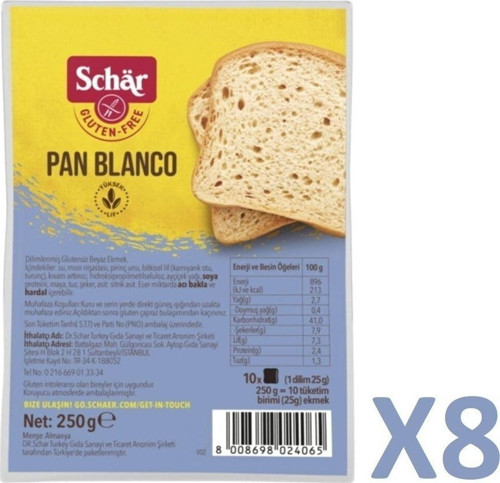 Pan Blanco Dilimli Ekmek 250 Gr.(8 Adet)