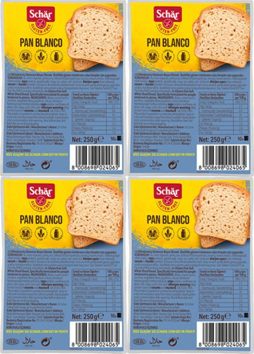 Pan Blanco Glutensiz Beyaz Ekmek 250 Gr (4 Adet)