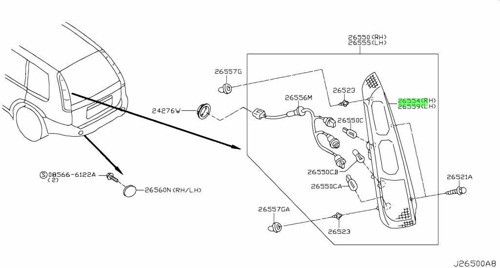 Stop Lambası Sag Kırmızı : Grı Japon Xtraıl (T30) 2.0 03-06 (Oem No: 26554-Eq000)