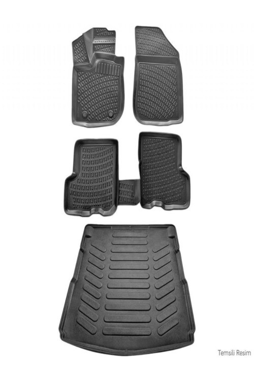 Volkswagen Polo 6R 2009 Sonrası 3D Paspas Siyah & Bagaj Havuzu Set