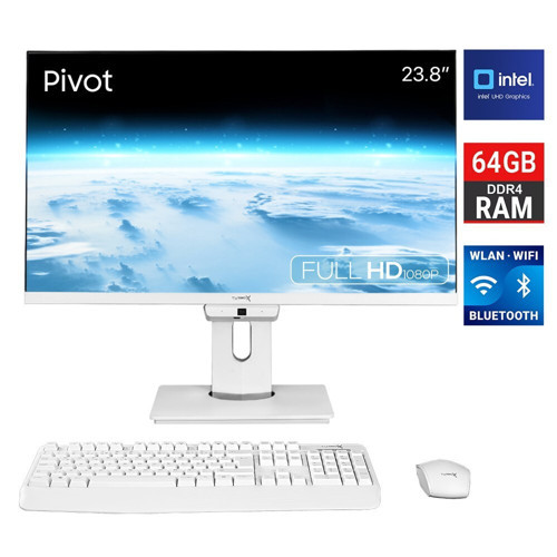 TAxPro57 i5 13400 64GB DDR4 1TB M.2 NVMe 23.8 inç FHD Pivot BTH Webcam WiFi All in One PC
