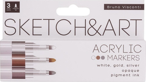 "sketch & Art" Akrilik Marker Kalem 3 Renk Altın,gümüş,beyaz