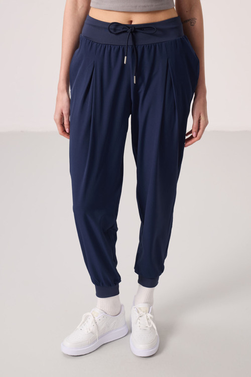 İndigo Polyester Cepli Standart Kalıp Kadın Pantolon - 94677