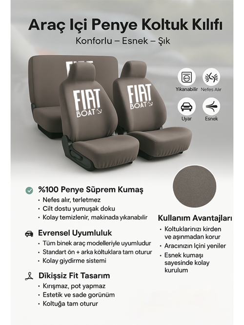 Fiat / Tofaş Tipo ile uyumlu oto koltuk kilifi fit yapisi ile aracinizin havasini degistirir 4