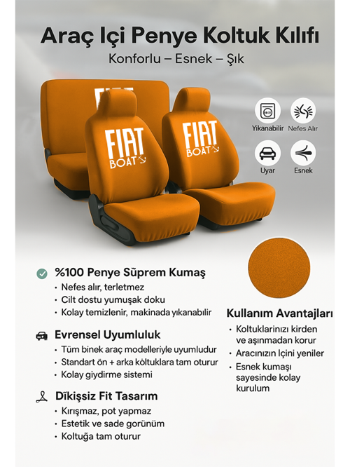 Fiat / Tofaş Tipo ile uyumlu oto koltuk kilifi fit yapisi ile aracinizin havasini degistirir 4