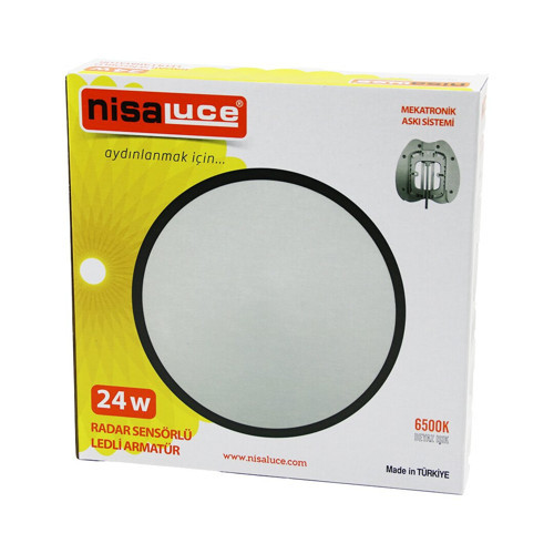 NİSALUCE EAMP-106/B 24W RADAR SENSÖRLÜ LEDLİ ARMATÜR BEYAZ ÇERÇEVE MEKATRONİK ASKI SİSTEMİ 6500K - 2160Lm (2818)