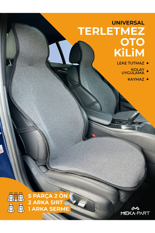 Oto Koltuk Koruyucu Kılıf 5 Parça Universal Füme 2+3 %100 Pamuk