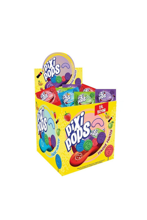 Pıxı Pops Kabartmalı Yüz Ifadeli, Dil Boyayan Yassı Lolipop 6,2 Grx150Adet/1 Kutu