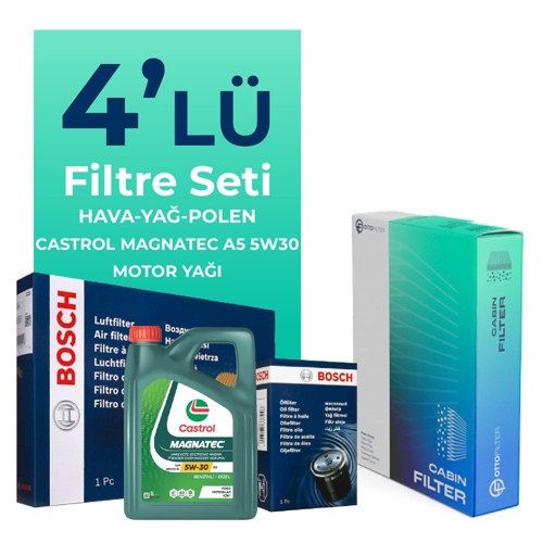 Toyota Auris 1.33 Benzin Filtre Bakım Seti Castrol Motor Yağlı (2006-2012) 4 Lü