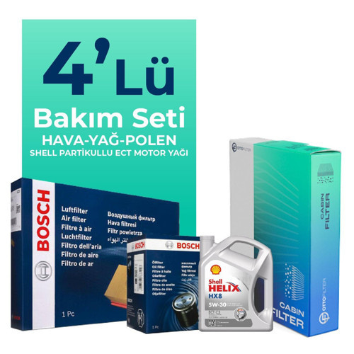 Peugeot 3008 1.6 Dizel E-HDi Filtre Bakım Seti Shell Motor Yağlı (2010-2014) 4 Lü
