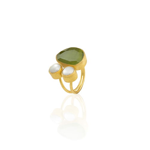 Kadir Jewellery 22 Ayar Altın Kaplama Kadın Zirkon Taşlı Yüzük-El İşçiliği Ve Özel Tasarım