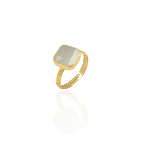Kadir Jewellery 22 Ayar Altın Kaplama Zirkon Taşlı Kadın Minimal Yüzük