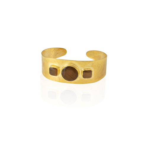 Kadir Jewellery 22 Ayar Altın Kaplama El İşçiliği Zirkon Taşlı Kadın Kelepçe Bilezik