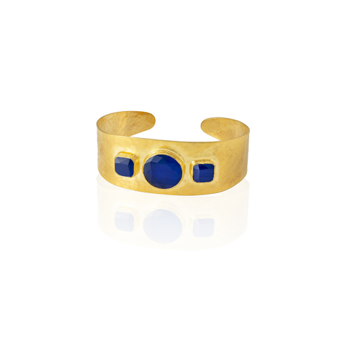 Kadir Jewellery 22 Ayar Altın Kaplama El İşçiliği Zirkon Taşlı Kadın Kelepçe Bilezik