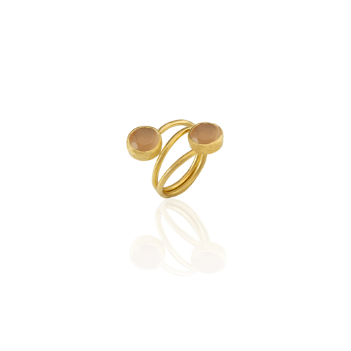 Kadir Jewellery 22 Ayar Altın Kaplama Zirkon Taşlı Ayarlanabilir Renkli Taşlı Yüzük