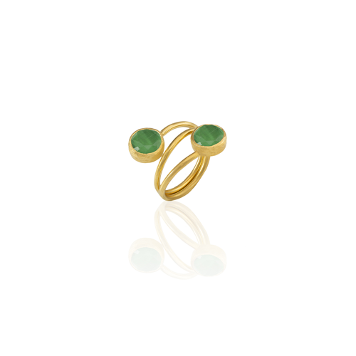 Kadir Jewellery 22 Ayar Altın Kaplama Zirkon Taşlı Ayarlanabilir Renkli Taşlı Yüzük