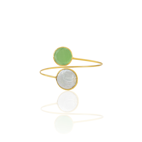 Kadir Jewellery 22 Ayar Altın Kaplama Ayarlanabilir İnci Bilezik