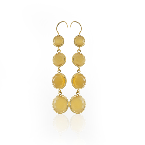 Kadir Jewellery 22 Ayar Altın Kaplama Kadın Sallantılı Küpe -El İşçiliği Ve Hipoalerjenik Küpe