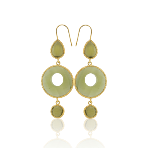 Kadir Jewellery 22 Ayar Altın Kaplama Kadın Sallantılı Küpe -El İşçiliği Ve Hipoalerjenik Küpe