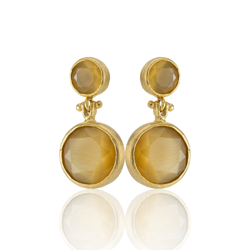 Kadir Jewellery 22 Ayar Altın Kaplama Kadın Taşlı Küpe -El İşçiliği Ve Hipoalerjenik Küpe