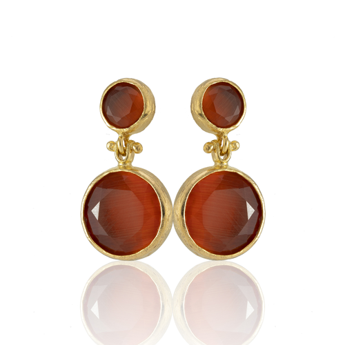 Kadir Jewellery 22 Ayar Altın Kaplama Kadın Taşlı Küpe -El İşçiliği Ve Hipoalerjenik Küpe