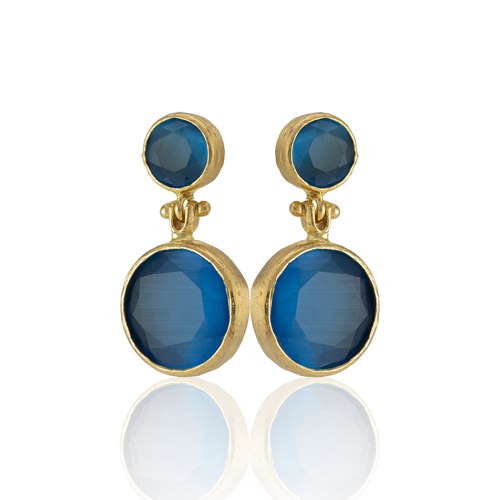 Kadir Jewellery 22 Ayar Altın Kaplama Kadın Taşlı Küpe -El İşçiliği Ve Hipoalerjenik Küpe
