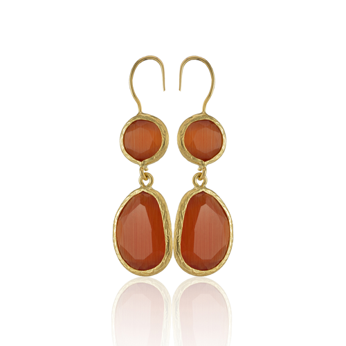 Kadir Jewellery 22 Ayar Altın Kaplama Kadın Taşlı Küpe -El İşçiliği Ve Hipoalerjenik Küpe