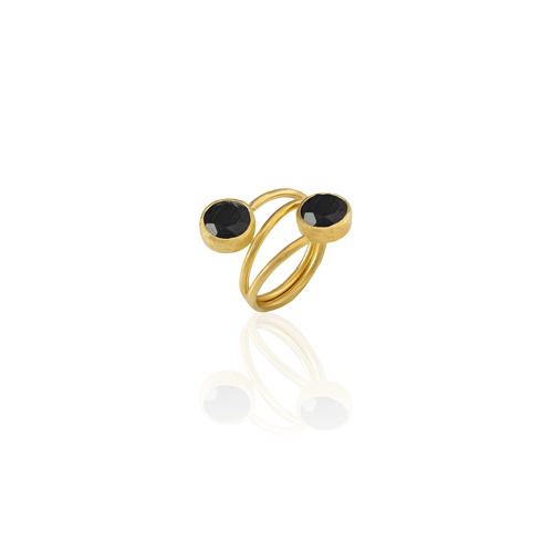 Kadir Jewellery 22 Ayar Altın Kaplama Zirkon Taşlı Ayarlanabilir Renkli Taşlı Yüzük