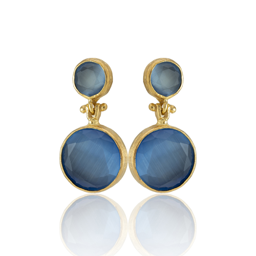 Kadir Jewellery 22 Ayar Altın Kaplama Kadın Taşlı Küpe -El İşçiliği Ve Hipoalerjenik Küpe