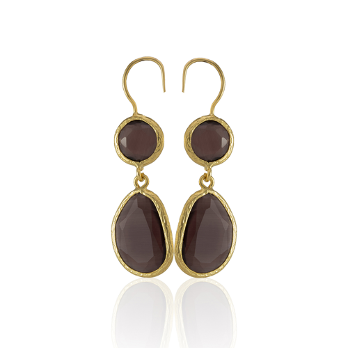 Kadir Jewellery 22 Ayar Altın Kaplama Kadın Taşlı Küpe -El İşçiliği Ve Hipoalerjenik Küpe