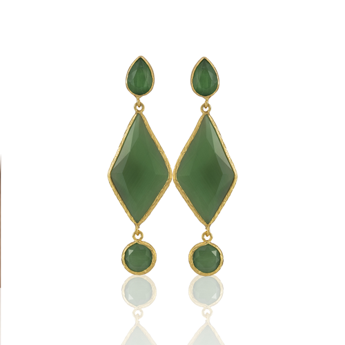 Kadir Jewellery 22 Ayar Altın Kaplama Kadın Sallantılı Küpe -El İşçiliği Ve Hipoalerjenik Küpe