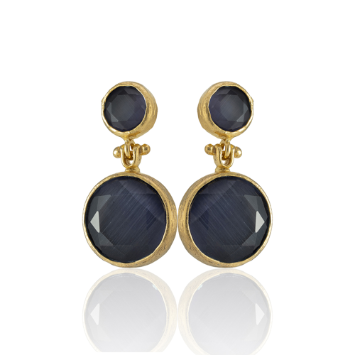 Kadir Jewellery 22 Ayar Altın Kaplama Kadın Taşlı Küpe -El İşçiliği Ve Hipoalerjenik Küpe