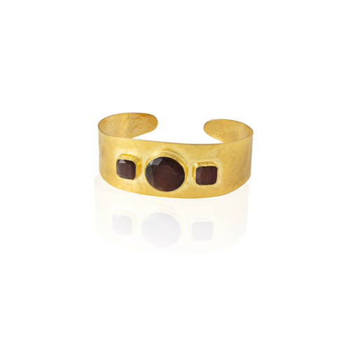 Kadir Jewellery 22 Ayar Altın Kaplama El İşçiliği Zirkon Taşlı Kadın Kelepçe Bilezik