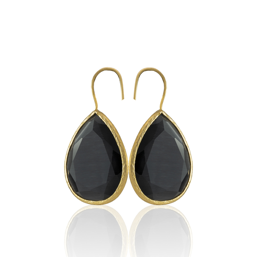 Kadir Jewellery 22 Ayar Altın Kaplama Damla Taşlı Küpe -El İşçiliği Ve Hipoalerjenik Küpe