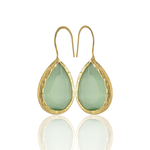 Kadir Jewellery 22 Ayar Altın Kaplama Damla Taşlı Küpe -El İşçiliği Ve Hipoalerjenik Küpe