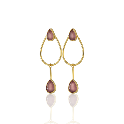 Kadir Jewellery 22 Ayar Altın Kaplama Kadın Sallantılı Küpe -El İşçiliği Ve Hipoalerjenik Küpe-E85