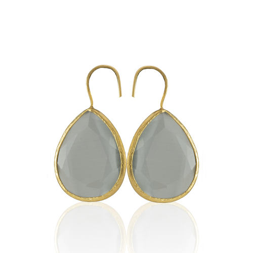 Kadir Jewellery 22 Ayar Altın Kaplama Damla Taşlı Küpe -El İşçiliği Ve Hipoalerjenik Küpe