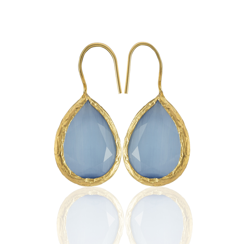 Kadir Jewellery 22 Ayar Altın Kaplama Damla Taşlı Küpe -El İşçiliği Ve Hipoalerjenik Küpe