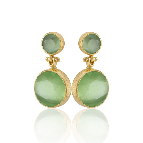 Kadir Jewellery 22 Ayar Altın Kaplama Kadın Taşlı Küpe -El İşçiliği Ve Hipoalerjenik Küpe