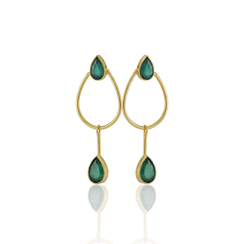 Kadir Jewellery 22 Ayar Altın Kaplama Kadın Sallantılı Küpe -El İşçiliği Ve Hipoalerjenik Küpe-E85