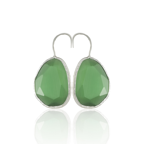 Kadir Jewellery Gümüş Kaplama Fosil Taşlı Küpe -El İşçiliği Ve Hipoalerjenik Küpe