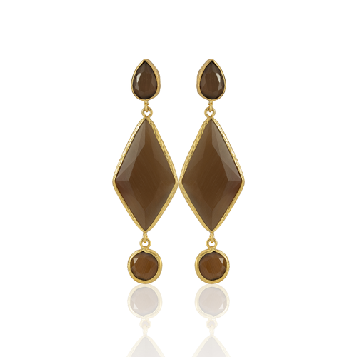 Kadir Jewellery 22 Ayar Altın Kaplama Kadın Sallantılı Küpe -El İşçiliği Ve Hipoalerjenik Küpe