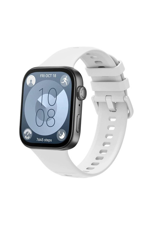Huawei Watch Fit 3 Band Serisi Klasik Kordon Silikon Strap Kayış-Beyaz