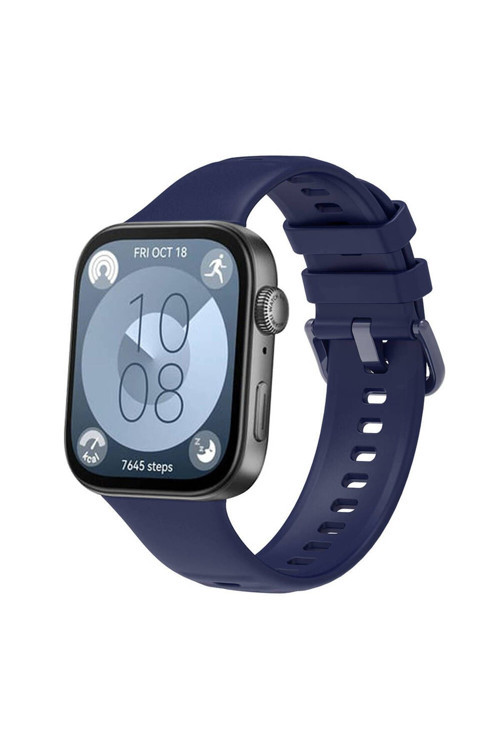 Huawei Watch Fit 3 Band Serisi Klasik Kordon Silikon Strap Kayış-Lacivert
