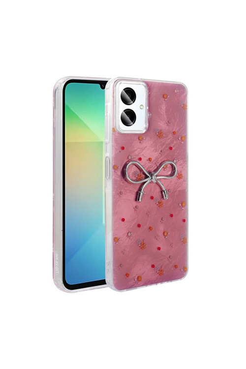 Galaxy A06 Kılıf Kamera Korumalı Figürlü Zore Ponti Silikon Kapak - Açık Pembe
