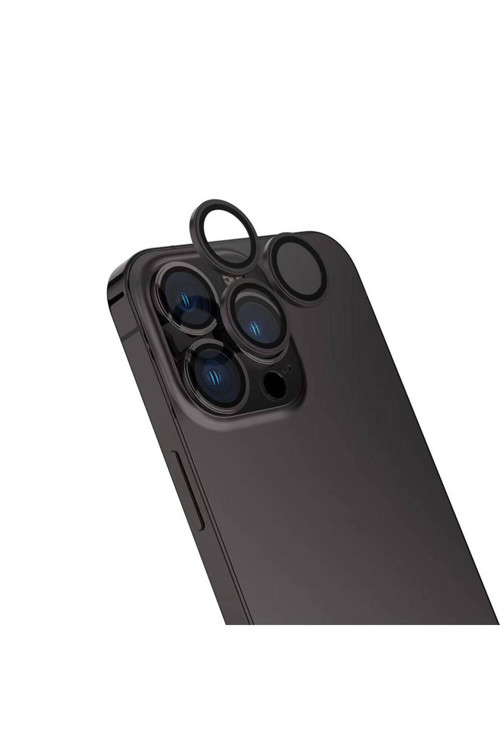 Apple İphone 16 Pro Max Zore Cl-15 Parmak İzi Bırakmayan Anti-Reflective Kamera Lens Koruyucu-Siyah